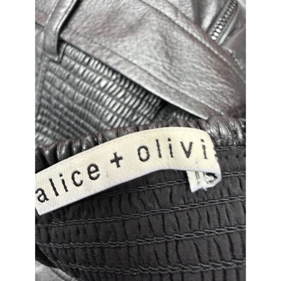 Alice + Olivia Linette Vegan Leather Jumpsuit Black Wide Leg Size XS - Picture 10 of 12